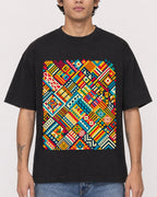Mockup Boxy Heavyweight Tee Black male close-up 06