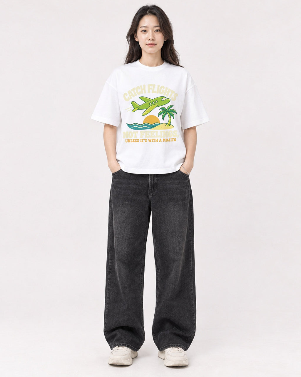 Mockup Boxy Heavyweight Tee White female full-body 03