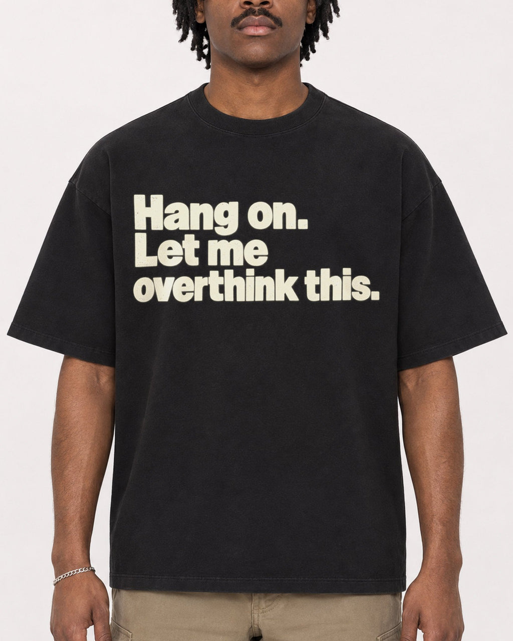 Mockup Boxy Heavyweight Tee Black male close-up 04