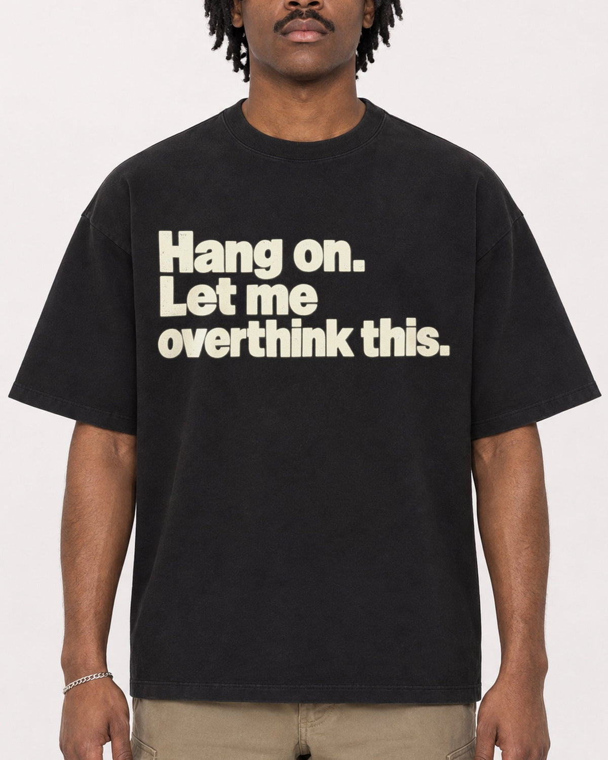 Mockup Boxy Heavyweight Tee Black male close-up 04
