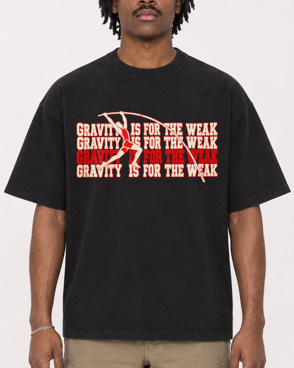 Mockup Boxy Heavyweight Tee Black male close-up 04