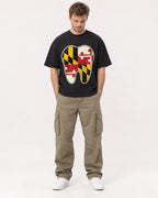 Mockup Boxy Heavyweight Tee Black male full-body 08