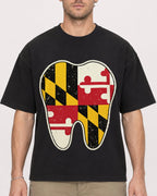 Mockup Boxy Heavyweight Tee Black male close-up 08