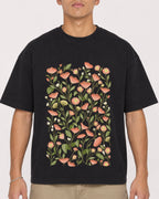 Mockup Boxy Heavyweight Tee Black male close-up 16