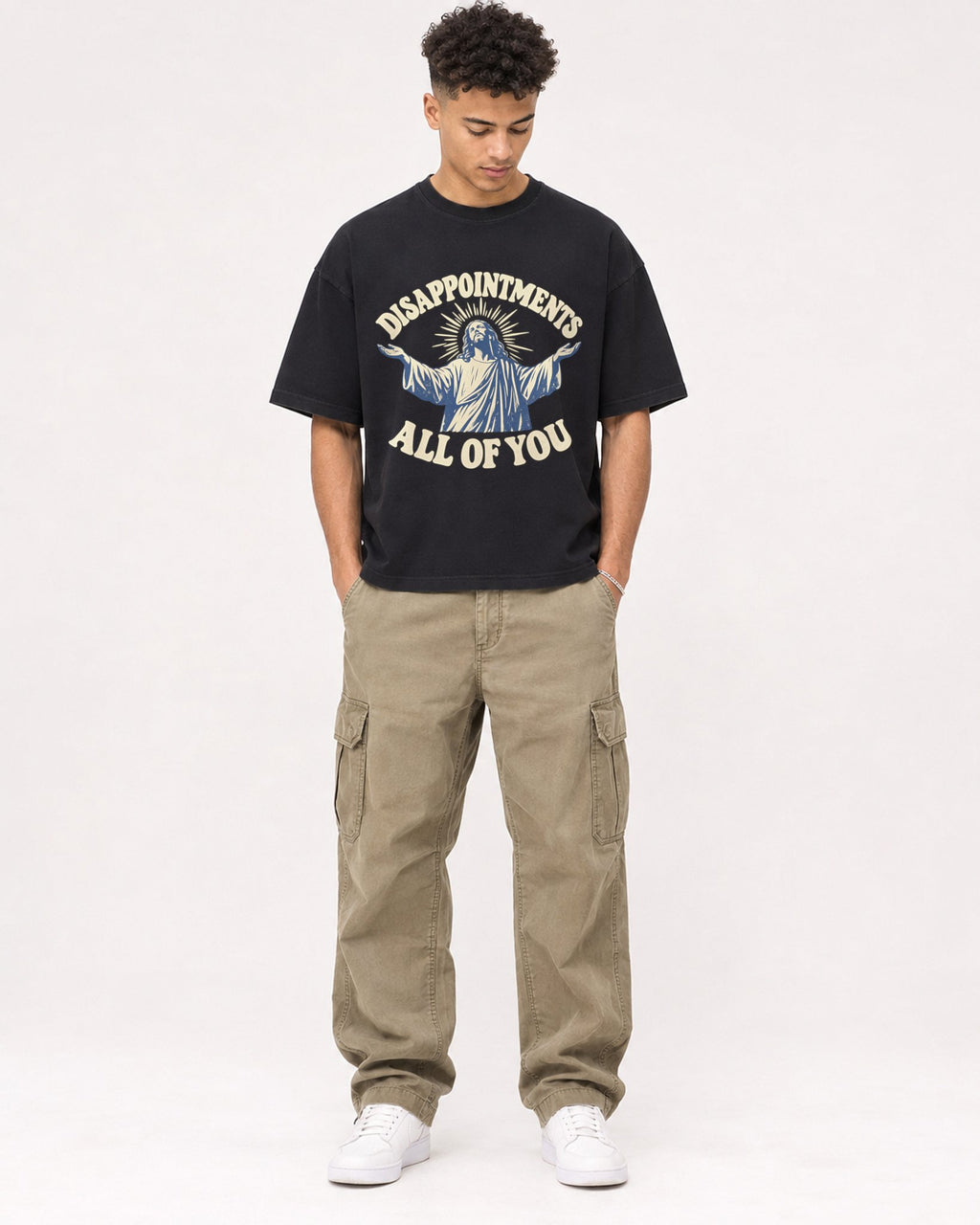 Mockup Boxy Heavyweight Tee Black male full-body 20