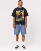 Mockup Boxy Heavyweight Tee Black male full-body 35