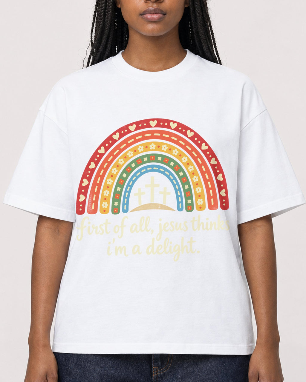 Mockup Boxy Heavyweight Tee White female close-up 04