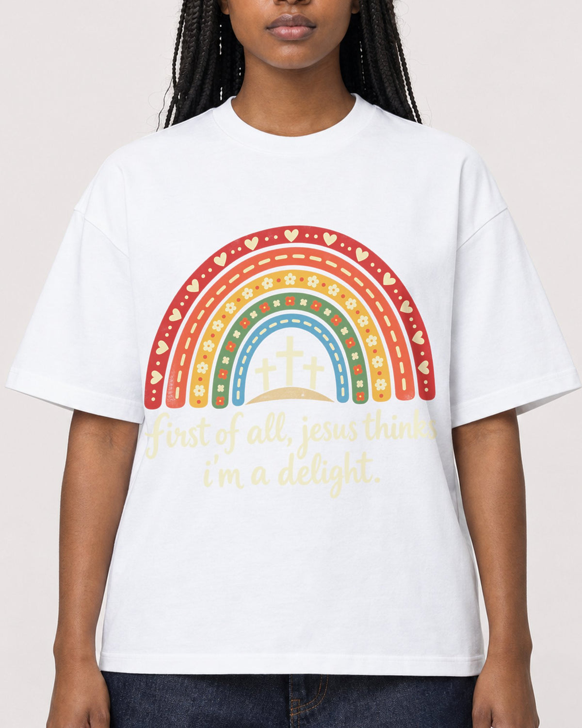 Mockup Boxy Heavyweight Tee White female close-up 04