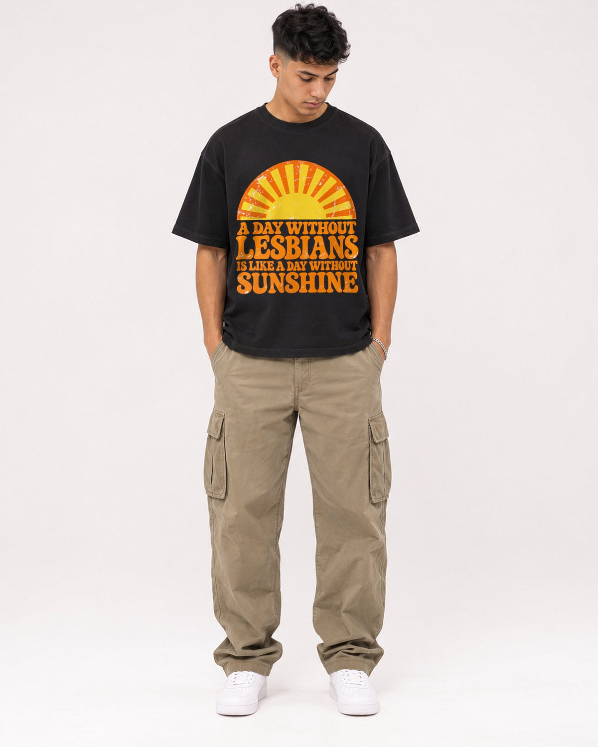 Mockup Boxy Heavyweight Tee Black male full-body 16