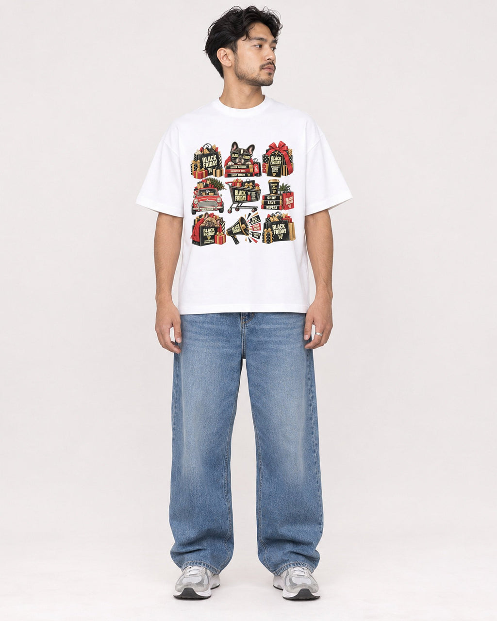 Mockup Boxy Heavyweight Tee White male full-body 02
