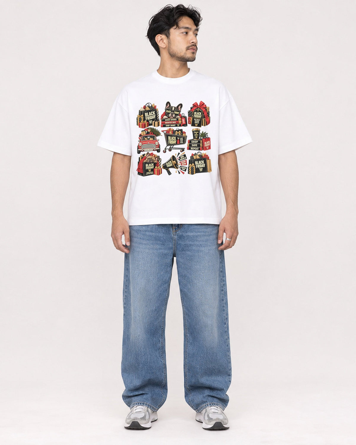 Mockup Boxy Heavyweight Tee White male full-body 02