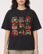 Mockup Boxy Heavyweight Tee Black female close-up 02