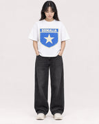 Mockup Boxy Heavyweight Tee White female full-body 13