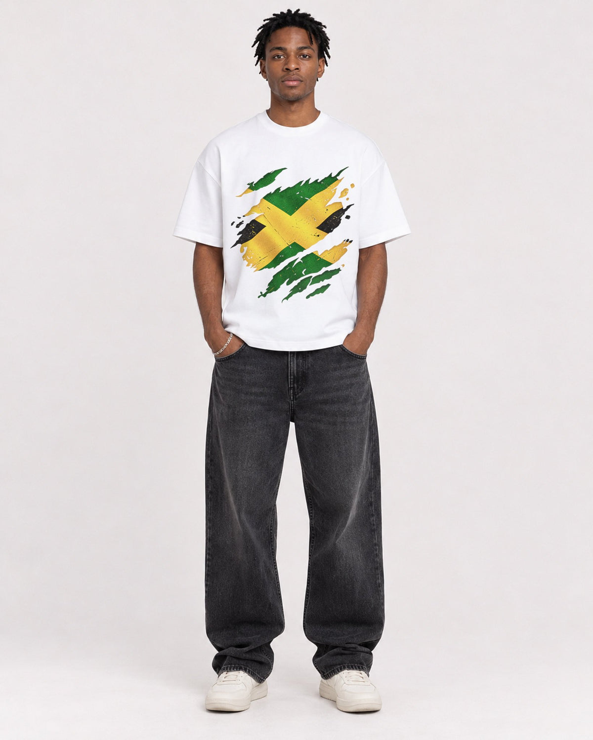 Mockup Boxy Heavyweight Tee White male full-body 05