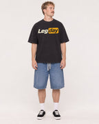 Mockup Boxy Heavyweight Tee Black male full-body 19