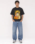 Mockup Boxy Heavyweight Tee Black male full-body 06