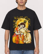 Mockup Boxy Heavyweight Tee Black male close-up 06