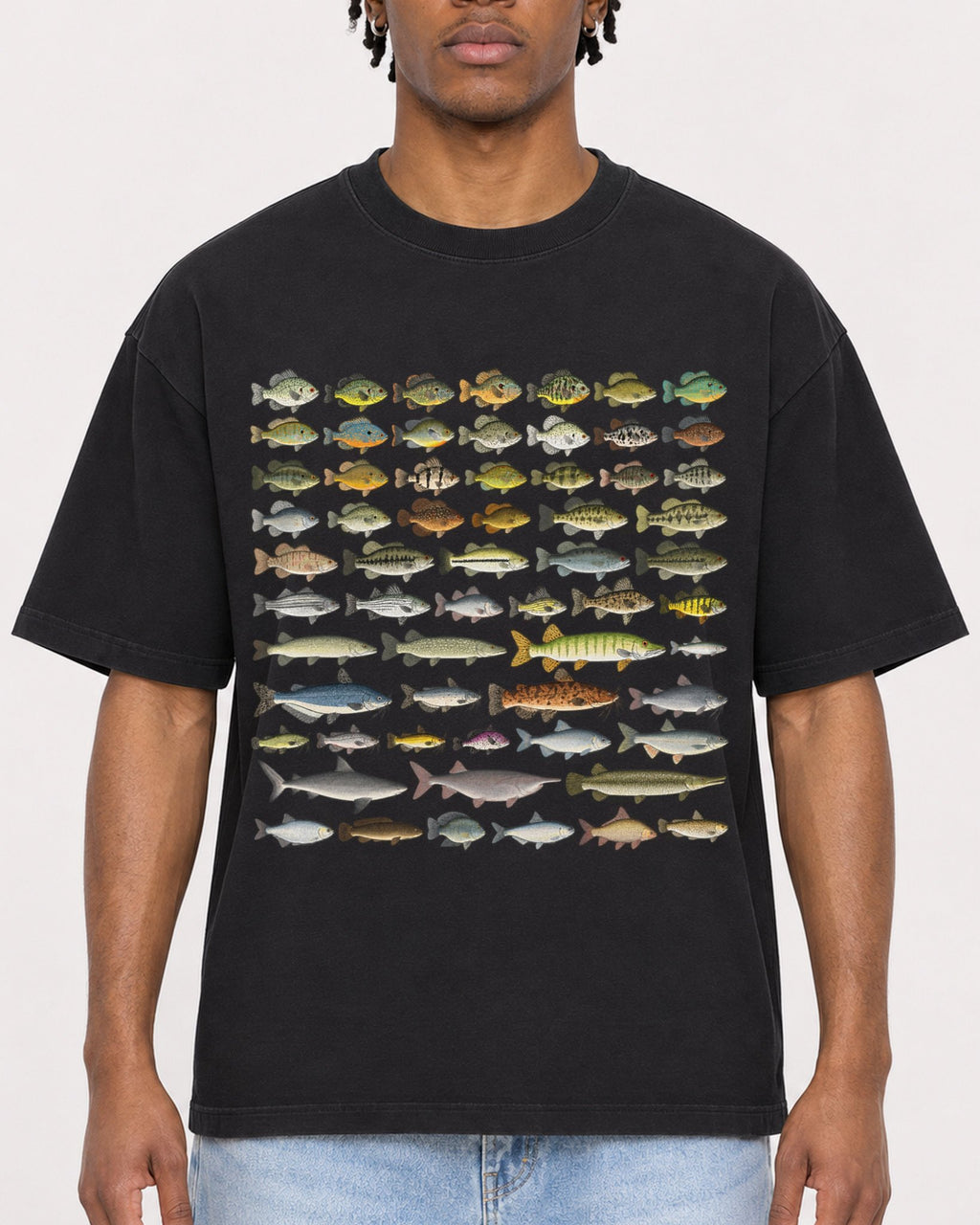 Mockup Boxy Heavyweight Tee Black male close-up 05