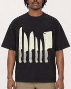 Mockup Boxy Heavyweight Tee Black male close-up 04