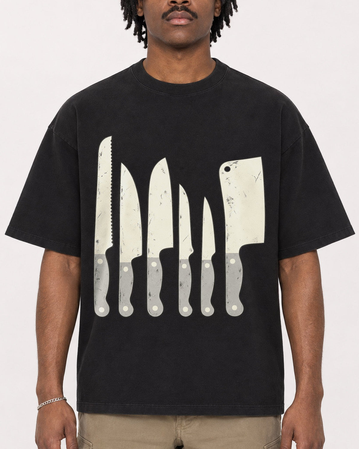 Mockup Boxy Heavyweight Tee Black male close-up 04