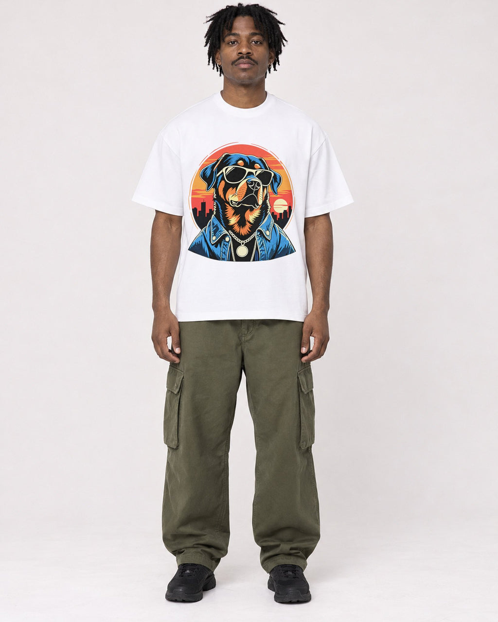 Mockup Boxy Heavyweight Tee White male full-body 04