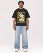 Mockup Boxy Heavyweight Tee Black male full-body 05