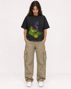 Mockup Boxy Heavyweight Tee Black female full-body 06