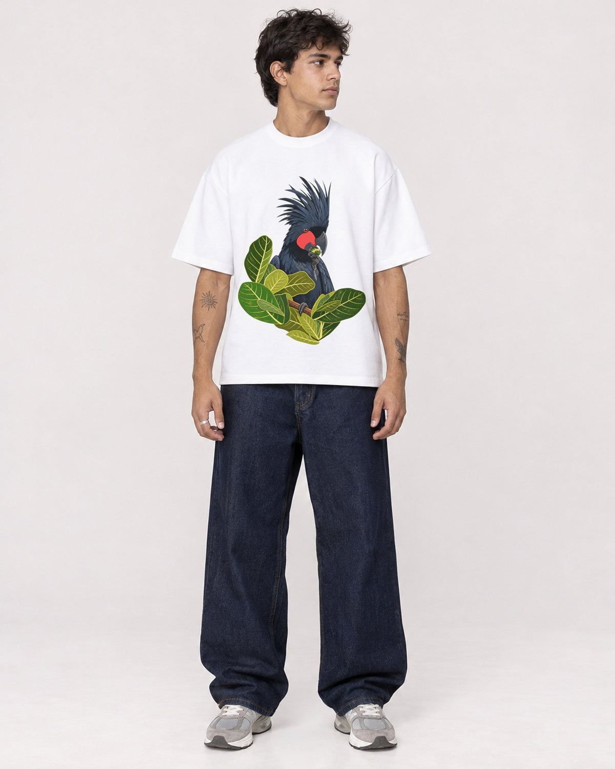 Mockup Boxy Heavyweight Tee White male full-body 06