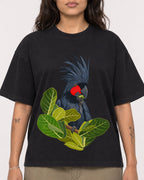 Mockup Boxy Heavyweight Tee Black female close-up 06