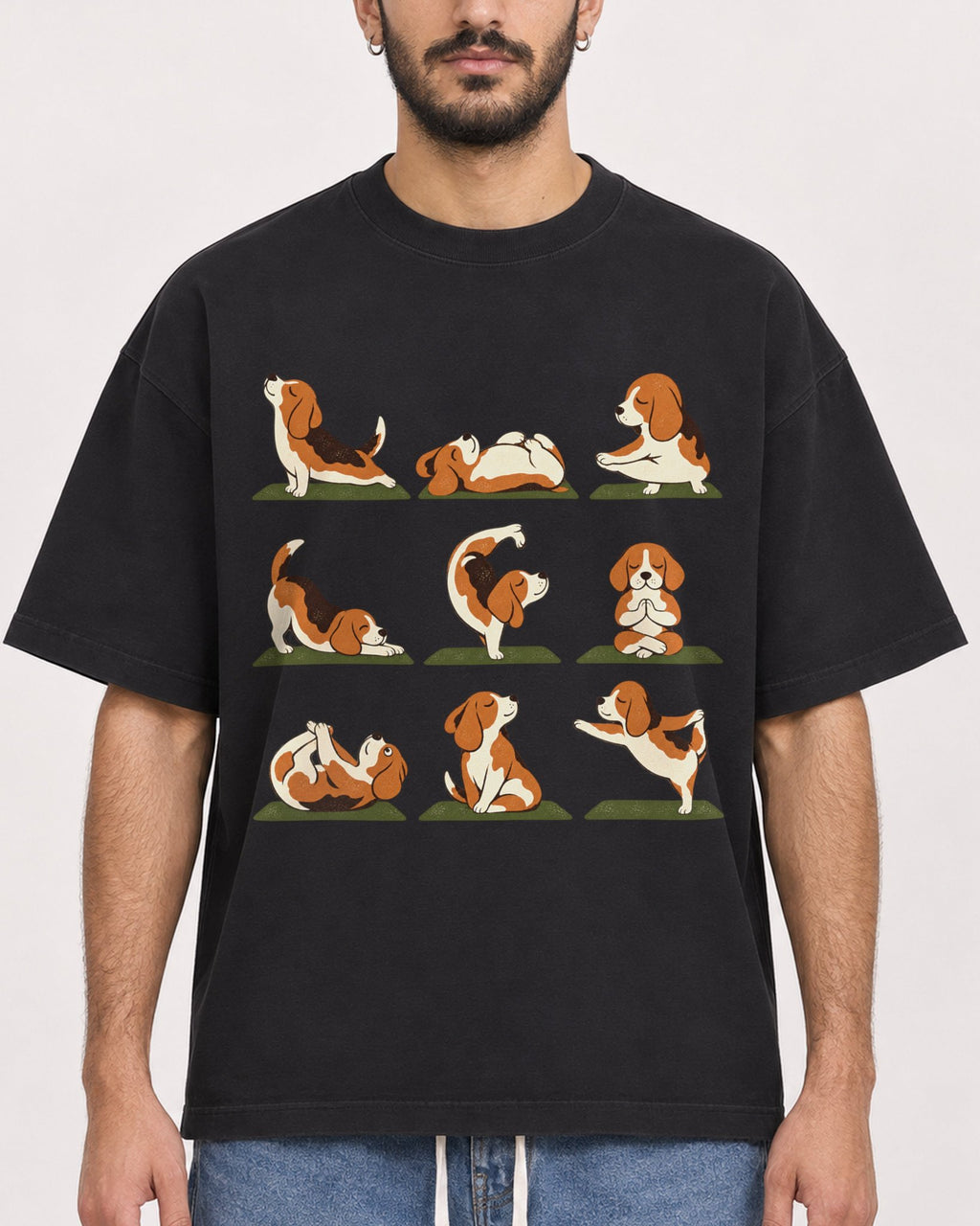 Mockup Boxy Heavyweight Tee Black male close-up 07