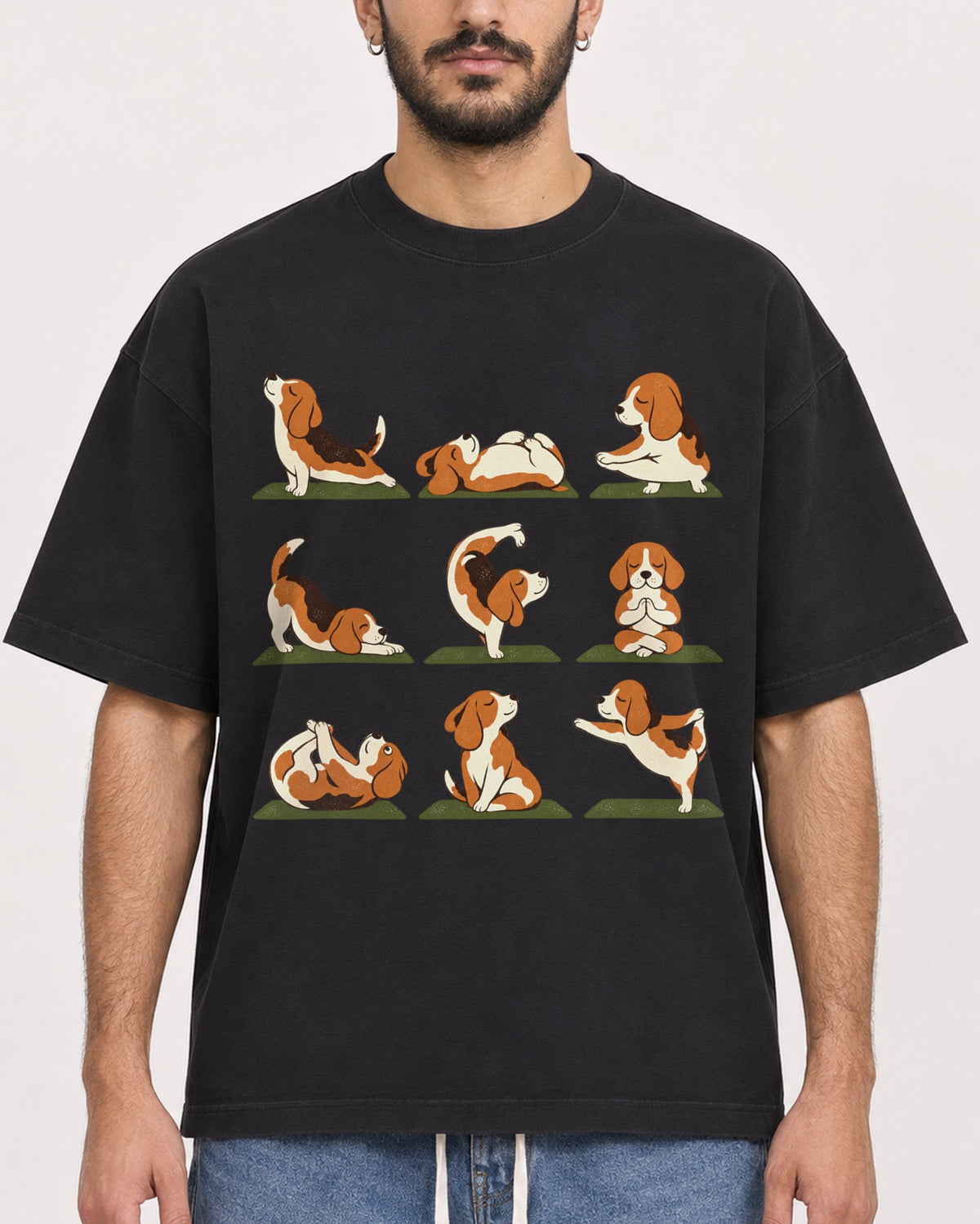Mockup Boxy Heavyweight Tee Black male close-up 07