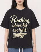 Mockup Boxy Heavyweight Tee Black female close-up 01