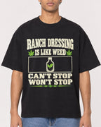 Mockup Boxy Heavyweight Tee Black male close-up 10