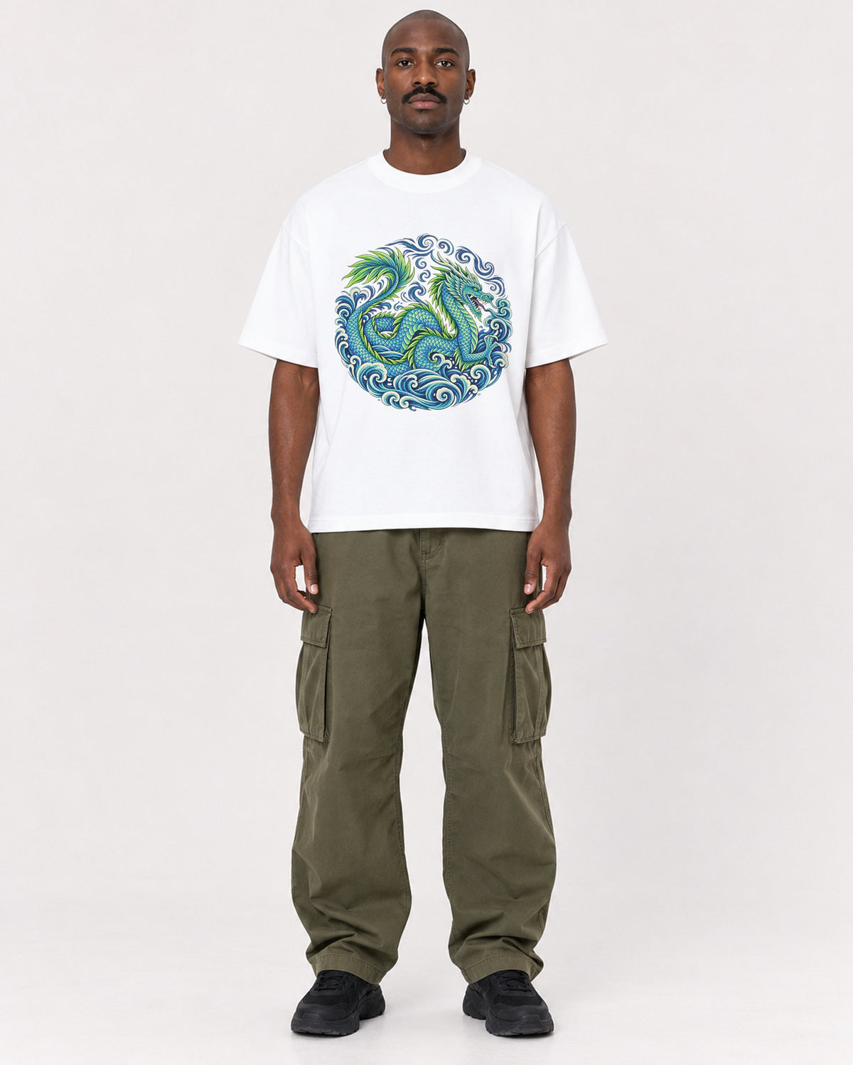 Mockup Boxy Heavyweight Tee White male full-body 44