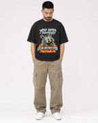 Mockup Boxy Heavyweight Tee Black male full-body 32