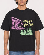 Mockup Boxy Heavyweight Tee Black male close-up 30