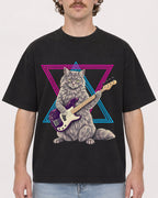 Mockup Boxy Heavyweight Tee Black male close-up 09
