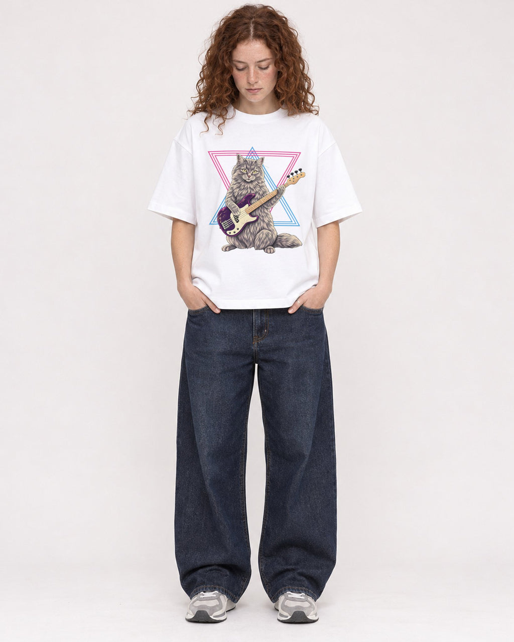 Mockup Boxy Heavyweight Tee White female full-body 09