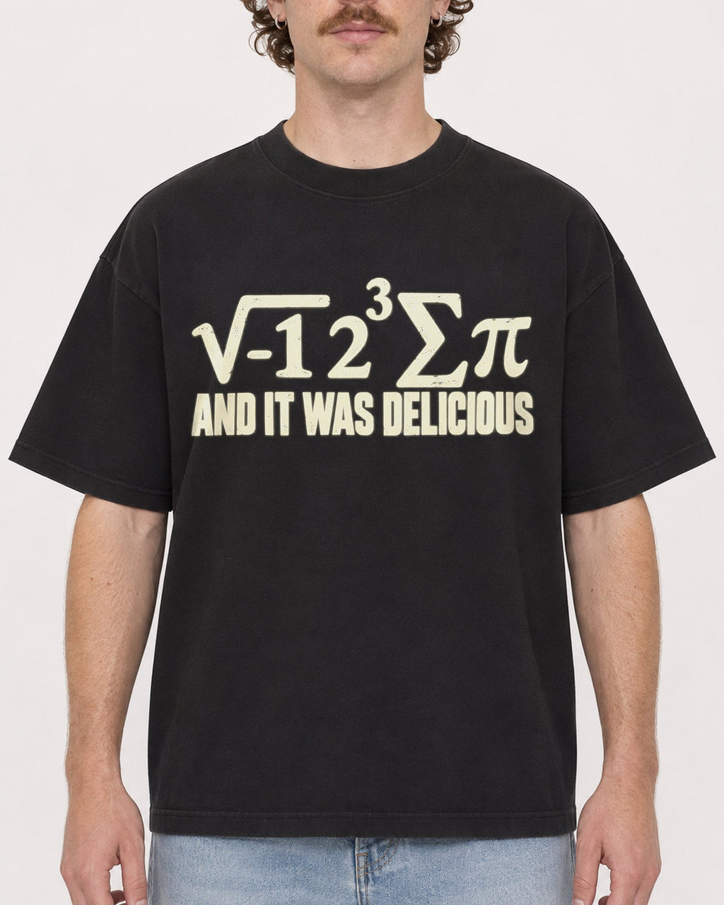 Mockup Boxy Heavyweight Tee Black male close-up 09