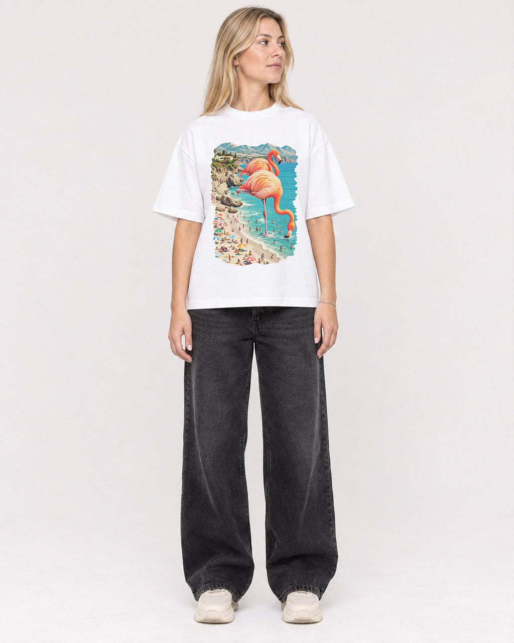 Mockup Boxy Heavyweight Tee White female full-body 08