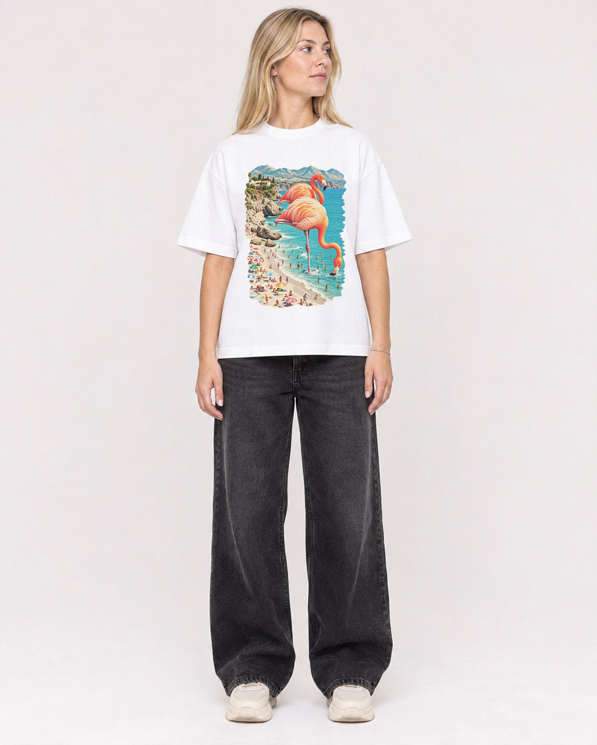 Mockup Boxy Heavyweight Tee White female full-body 08