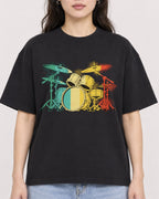 Mockup Boxy Heavyweight Tee Black female close-up 03