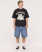 Mockup Boxy Heavyweight Tee Black male full-body 19