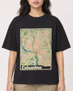 Mockup Boxy Heavyweight Tee Black female close-up 02