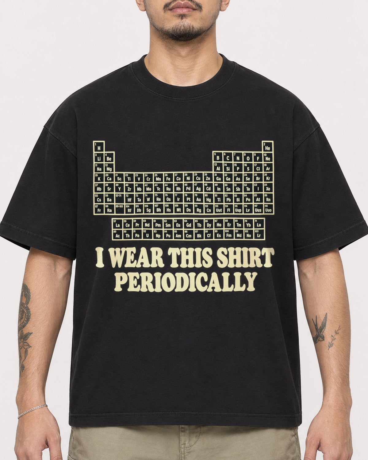 Mockup Boxy Heavyweight Tee Black male close-up 12