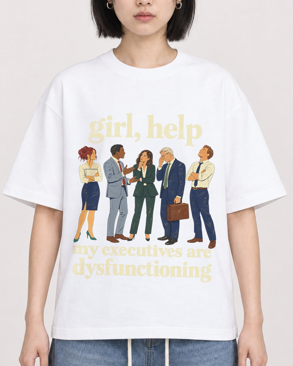 Mockup Boxy Heavyweight Tee White female close-up 11