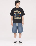 Mockup Boxy Heavyweight Tee Black male full-body 11