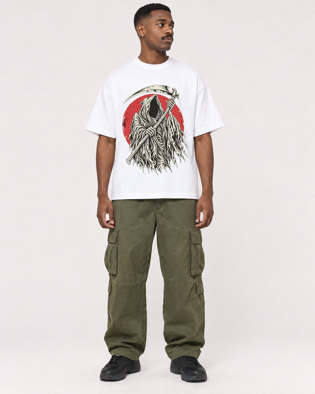 Mockup Boxy Heavyweight Tee White male full-body 14