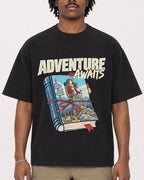 Mockup Boxy Heavyweight Tee Black male close-up 04