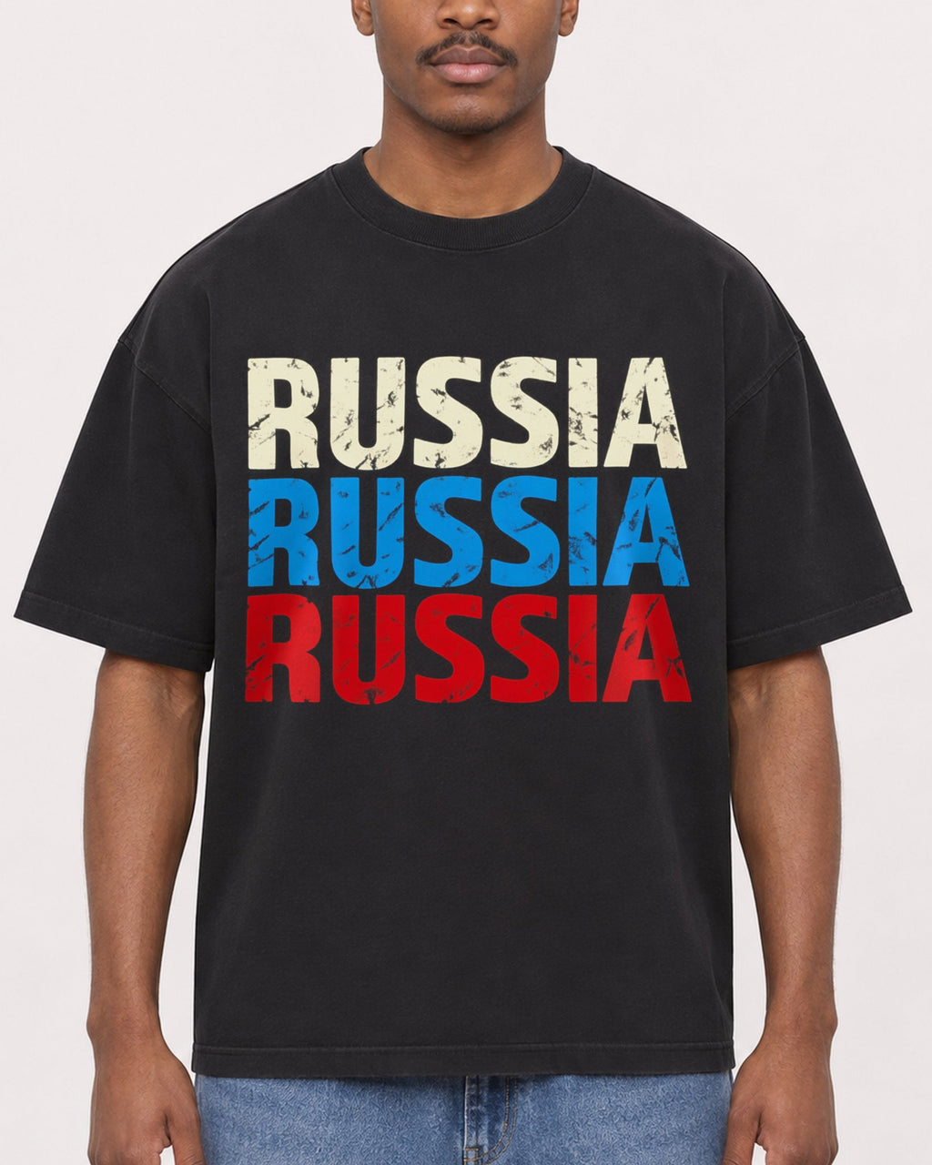Mockup Boxy Heavyweight Tee Black male close-up 14